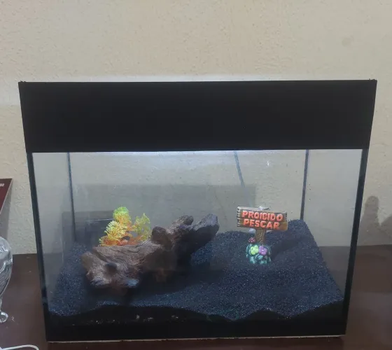 Aquário 21L c/ substrato e decoração!! (+ brinde)