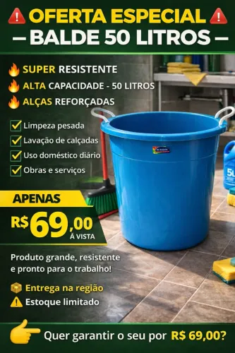 Balde 50 Litros Reforçado com Alças Resistentes