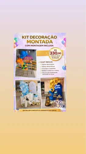 Decoração montada no local da sua festa