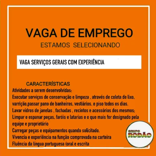 Vaga de emprego serviços gerais