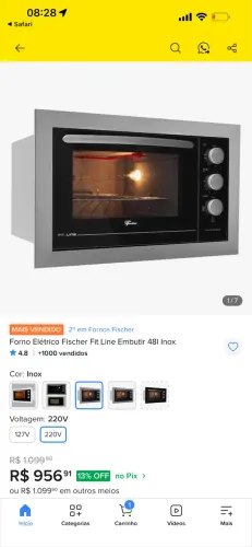 Forno Elétrico Fischer Fit Line Embutir 48l Inox