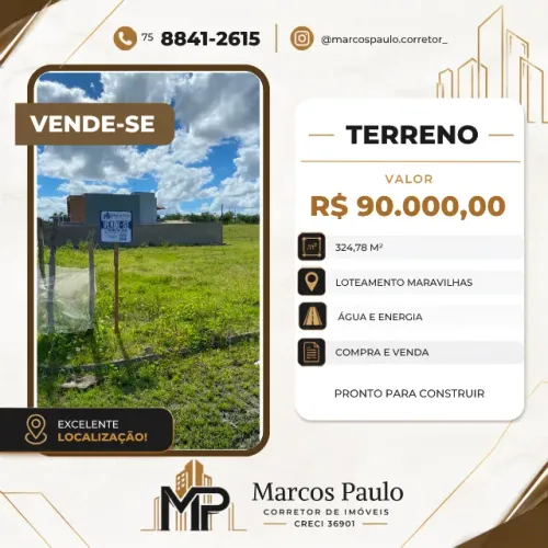 Terreno em Cruz das Almas loteamento Vale da maravilha