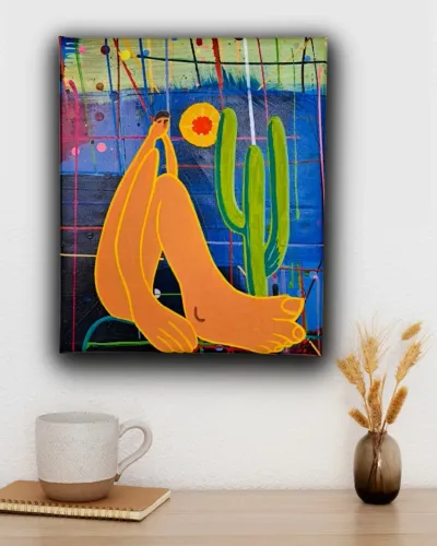 Quadro Decorativo em Acrílico Pintado a Mão Inspirado em Tarcila do Amaral