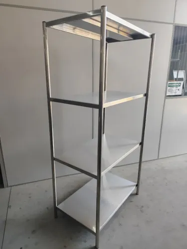 Estante Inox 1,10x0,40x1,80m 4 Níveis Industrial