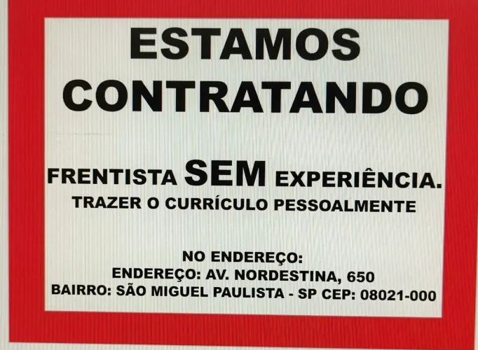 Frentista sem experiência 