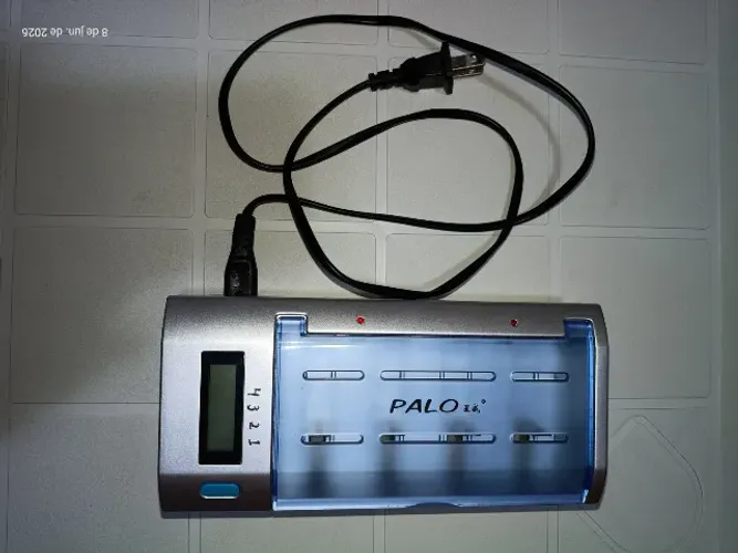 Carregador inteligente de pilhas e Bateria 9V, Palo, Ni-MH, Ni-Cd, LCD