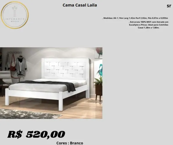 Descubra a Cama Casal Laila, perfeita para o seu quarto.
