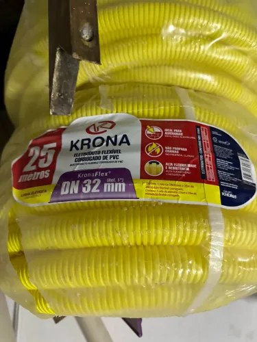 Conduíte Reforçado Amarelo Eletroduto Corrugado 32mm 25m