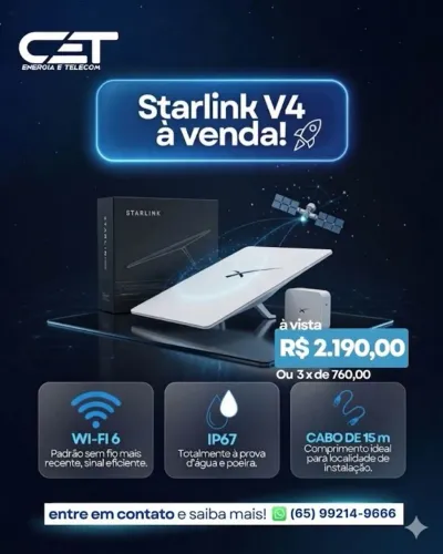 STARLINK V4 - ANTENA GRANDE - MELHOR RECEPÇÃO - LINK BACKUP
