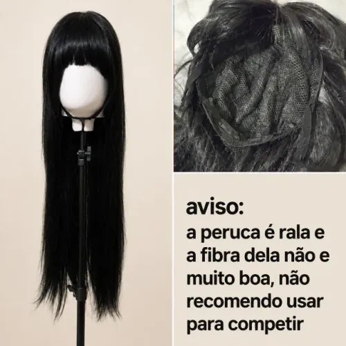 Peruca Preta longa aproximadamente 75cm com franja