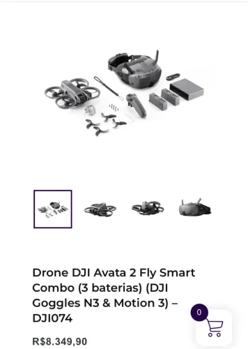 DJI Avata 2 Fly Smart Combo na caixa + acessórios