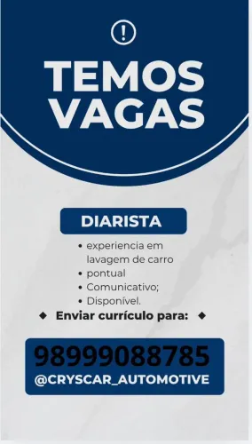 Temos vaga pra lavador de carro e vaga pra atendente