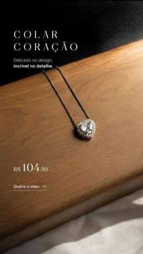Colar Coração Cravejado Prata 925