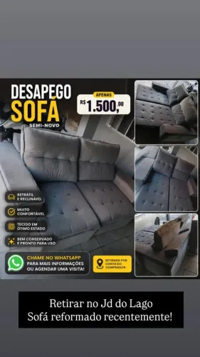 SOFÁ RETRATIL - SEMINOVO (REFORMADO RECENTEMENTE)