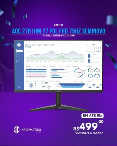 MONITOR AOC 27B1HM 27 POL FHD 75HZ SEMINOVO