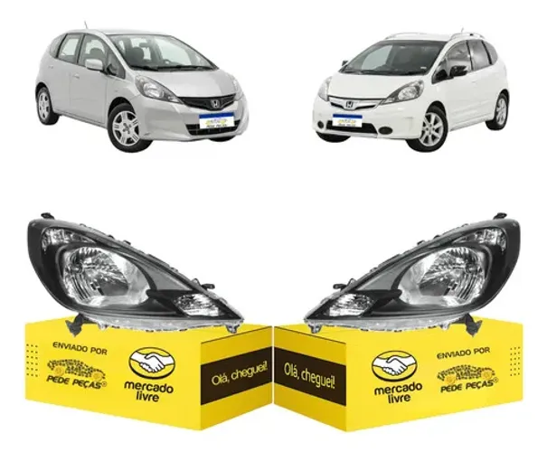 Farol Honda Fit Cx 2013 2014 Elétrico Mascara Negra Par Ambos Lados