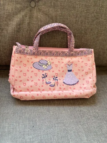 Bolsa necessaire maquiagem compartimentos rosa