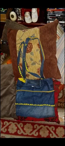 bolsa jeans artesanal decorada 