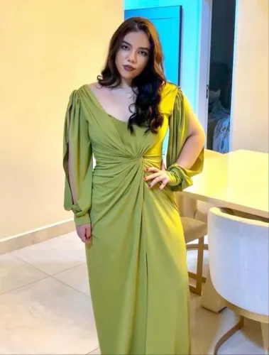 Vestido longo festa verde pistache 
