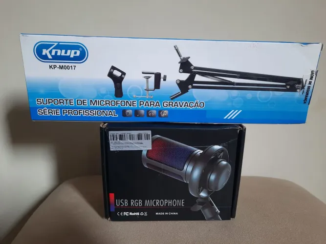 Kit microfone + suporte articulado