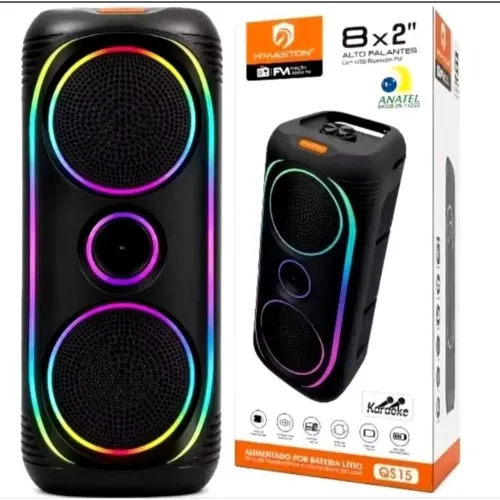 Mega Caixa de som potente completa entrada microfone Bluetooth rádio pen-drive 60 cm altur