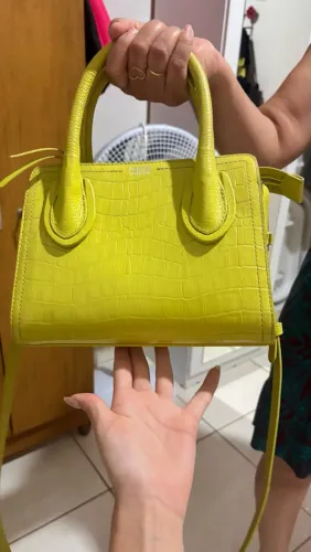 bolsa tote gaia couro croco verde pequena