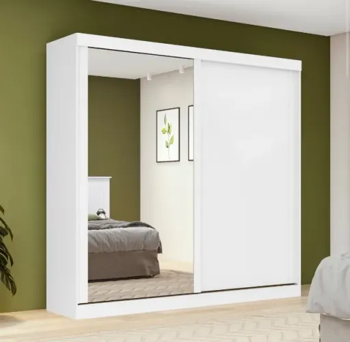 Guarda-Roupa Casal Versatile 2 Portas de Correr com Espelho e 2 Gavetas
