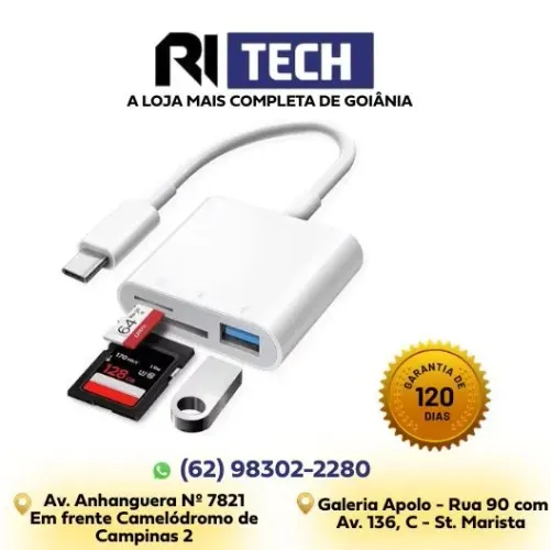 Leitor De Cartão Memória Sd Tipo C Cartão Tf Imenso 1 Ano de Garantia Celular Pc