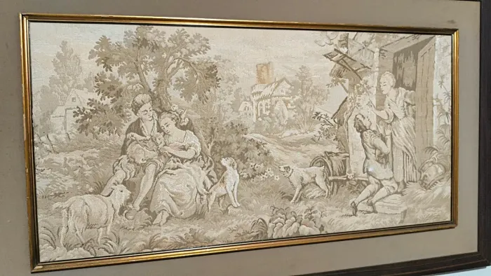 Gobelin Quadros em tapeçaria clássica europeia com molduras originais.
