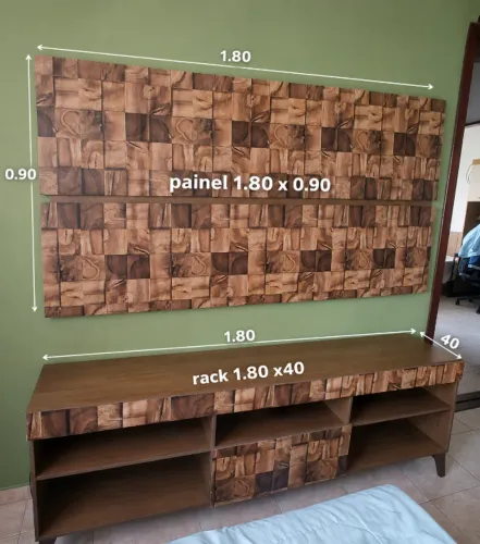 RACK COM PAINEL *(NÃO ACOMPANHA TV E DEMAIS ITENS)