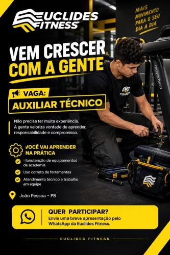 Vaga para Auxiliar Técnico - Manutenção de Equipamentos de Academia | João Pessoa - PB