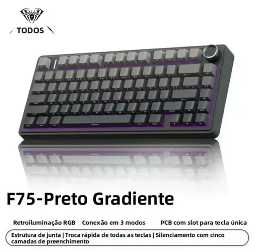 AULA F75 Pro teclado mecânico pra jogos RGB personalizado, layout 75%