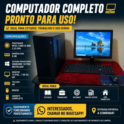 COMPUTADOR COMPLETO - INTEL CORE i5 + MONITOR, 8GB DE RAM