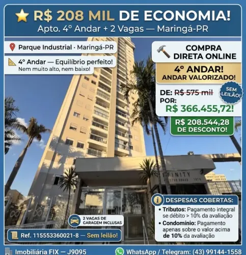 ? COMPRA DIRETA ONLINE ? BAIRRO PARQUE INDUSTRIAL! 4º ANDAR! SEM LEILÃO!