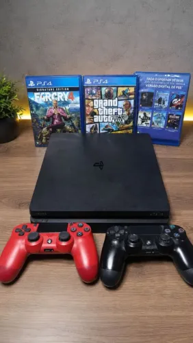 ? PS4 Slim 1TB Impecável + 2 Controles + 3 Jogos | Entrega Grátis e Teste na Hora!