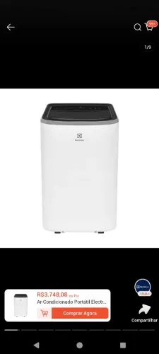 Ar condicionado portátil Eletrolux 12000 BTUs