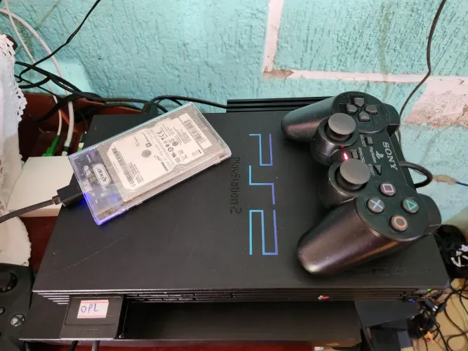 Ps2 Com HD 500GB jogos Controle Cabos 