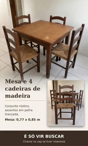 Mesa com 4 cadeiras madeira