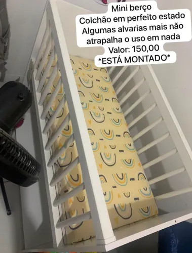 Mini berço com colchão, JÁ MONTADO.