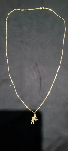 Corrente 60cm unissex ouro com pingente anjo cupido