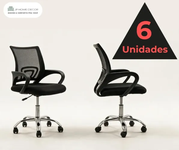 Kit 6 cadeiras de escritório giratórias 