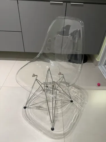 Cadeira Eames Eiffel Cristal Transparente Metal