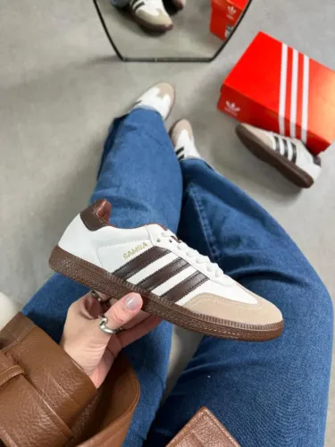 Tênis Casual Premium Adidas Samba OG Feminino Branco/Café Disponível 34 AO 39