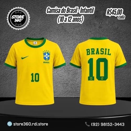 Camisa do Brasil Infantil/Juvenil 10 a 12 anos