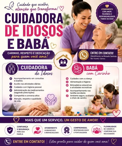 Cuidadora de idosos e de crianças