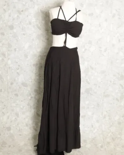 VESTIDO PRETO LONGO FADA MORENA M