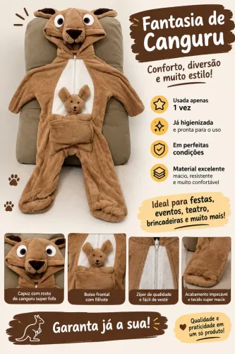 ? Fantasia de Canguru Infantil - 2 a 3 anos