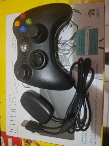 Adaptador wireless controle Xbox 360 e controle original Xbox 360 BLACK