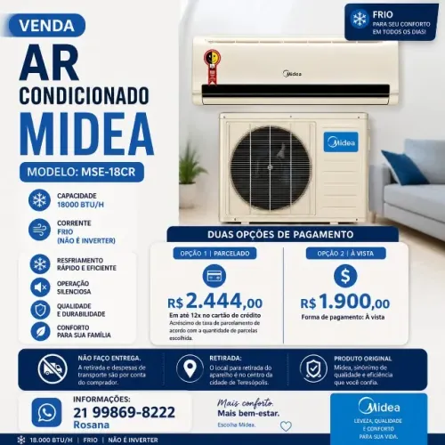Ar condicionado Midea 18000btu/h