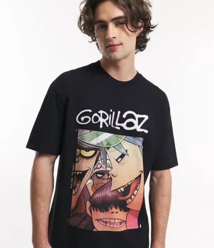 [USADA 1 VEZ] Camiseta Gorillaz preta - M